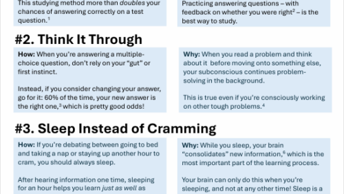 A preview image linked to an informational poster titled "Test & Studying Tips" in Amber's portfolio.